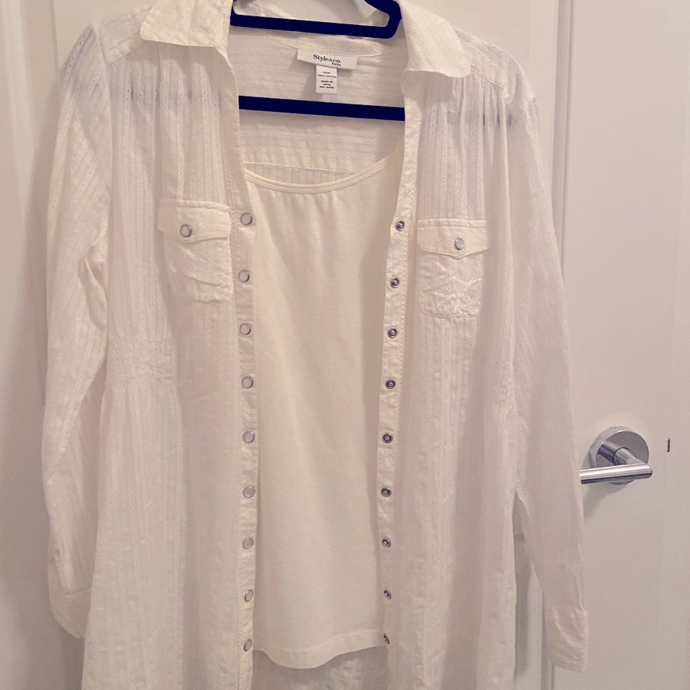 White button up blouse
